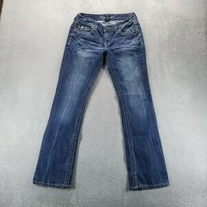 Ariya Jeans Womens 12 Blue Bootcut Low Rise Embroidered Stretch Flap Pockets Y2K